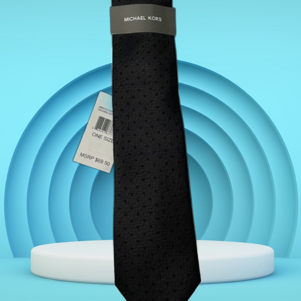 NWT Men’s Silk Tie Michael Kors OrchardDot Black Necktie Retail $69